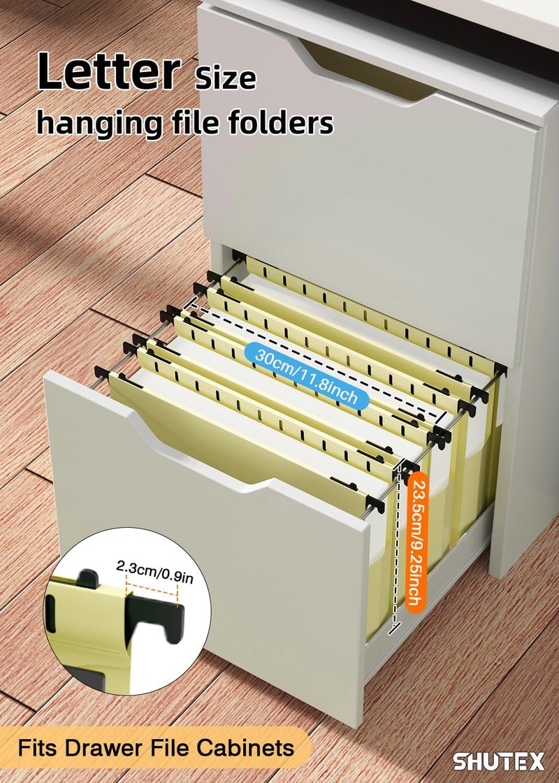 SHUTEX Extra Capacity Plastic Hanging File Folders,12 Pack Reinforced Hang Folder, Heavy Duty File Folders for Filing Cabinet for Bulk Files/Medical Charts, File Folders & Accessories(Cream Yellow) - Image 2